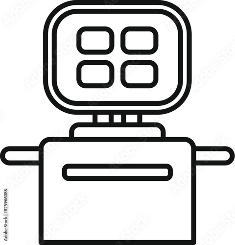 Line icon of an ultrasound machine, commonly used in healthcare for diagnosing and monitoring medical conditions