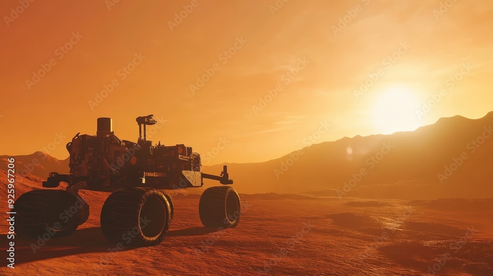 Fototapeta premium Mars Rover at Sunset.