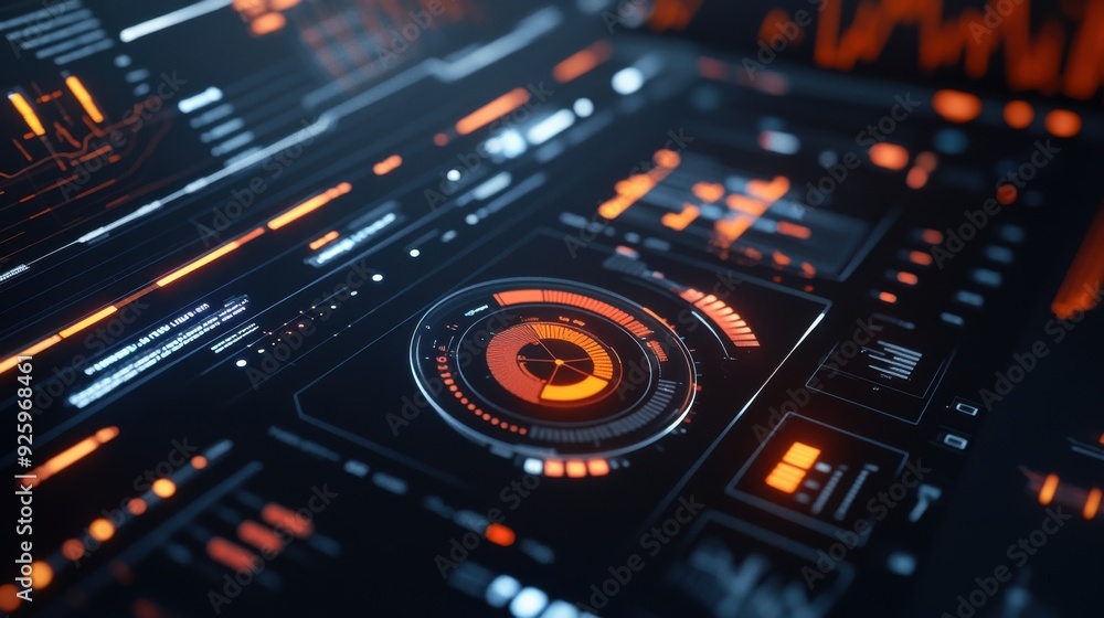 Futuristic Real-Time Data Analysis Concept with Live Updating Digital Dashboard - 3D Illustration Futuristic Real-Time Data Analysis Concept with Live Updating Digital Dashboard - 3D Illustration