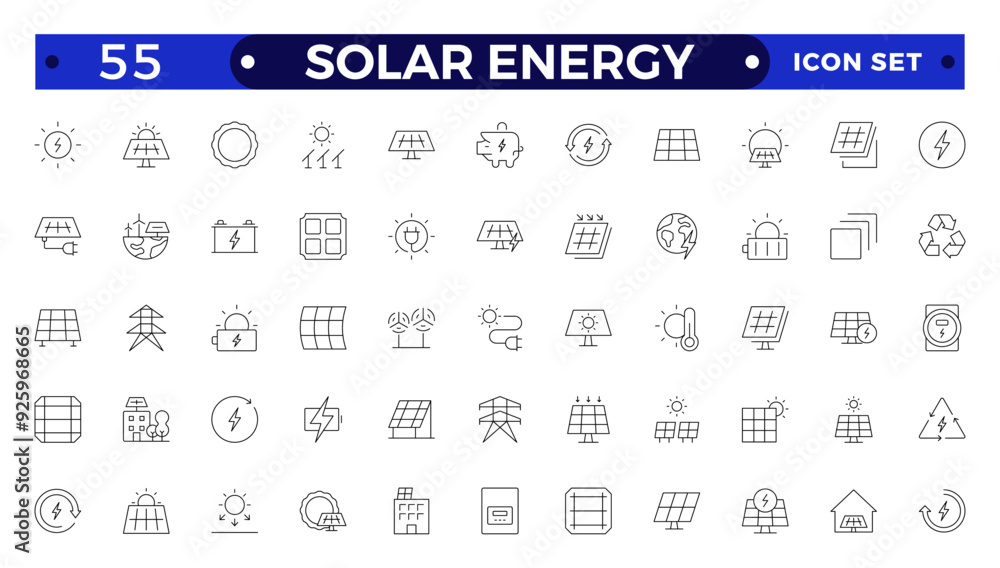 Solar energy outline icon set .Green energy icon set. Collection of renewable energy, ecology and green electricity icons. Solar energy outline icon set .Green energy icon set. Collection of renewable energy, ecology and green electricity icons.
