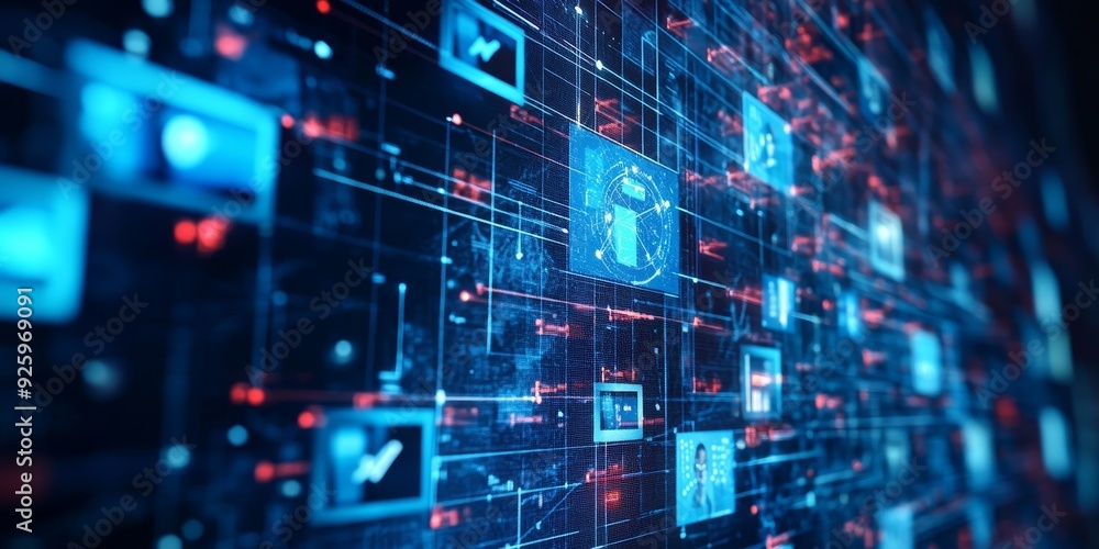 Close-up of a video conferencing screen with participants engaged in a virtual meeting, illustrating the connectivity and efficiency of online communication Close-up of a video conferencing screen with participants engaged in a virtual meeting, illustrating the connectivity and efficiency of online communication