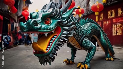 Dragon on chinese street, traditional Chinese New Year