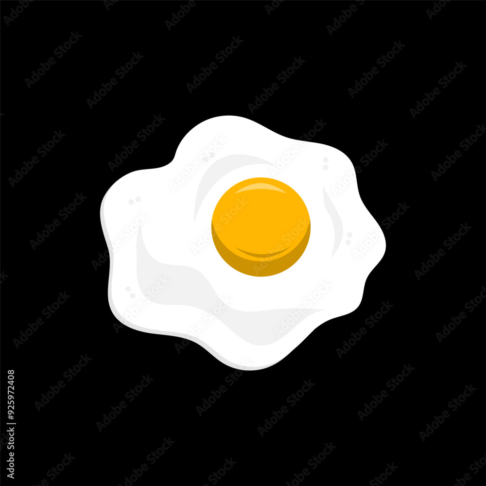 Fried egg flat vector illustration isolated on black background Fried egg flat vector illustration isolated on black background