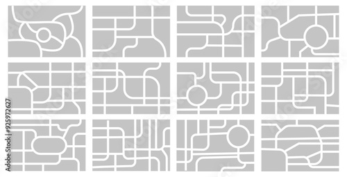 road map illustration set for childrens books
