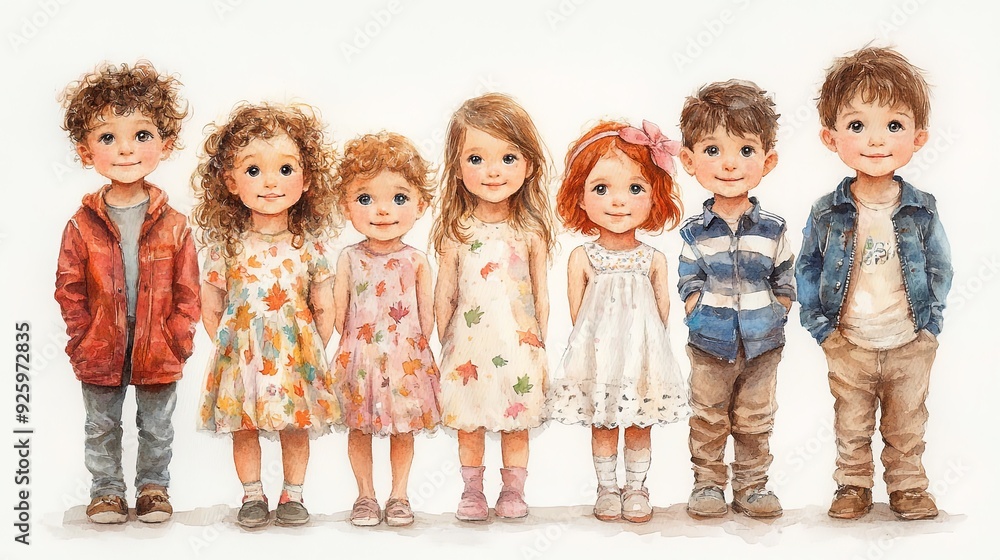 Joyful Gathering of Diverse Children in Spring Joyful Gathering of Diverse Children in Spring