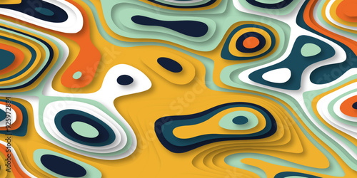 Abstract colorful wave pattern background. Abstract paper cut background. Multi layers papercut image