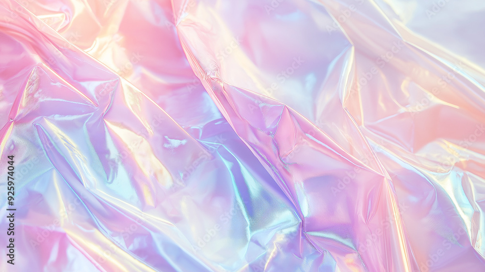 Fototapeta premium a soft, pastel-colored background with a glossy, iridescent texture reminiscent of holographic fabric