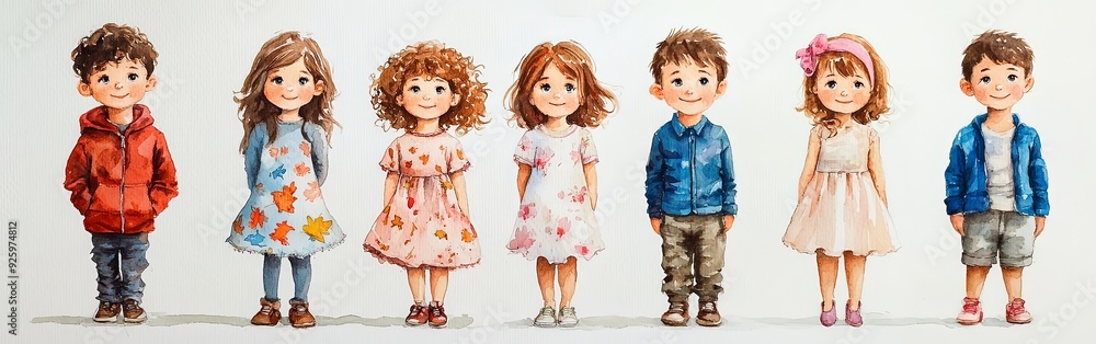 Joyful Gathering of Diverse Children in Spring Joyful Gathering of Diverse Children in Spring