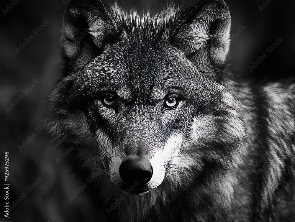 Fototapeta premium Majestic wolf portrait stunning photography ideal for wolf wallpaper and poster prints