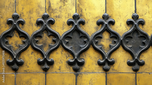 black gothic decorations on a gold background, detailed high resolution photo photo