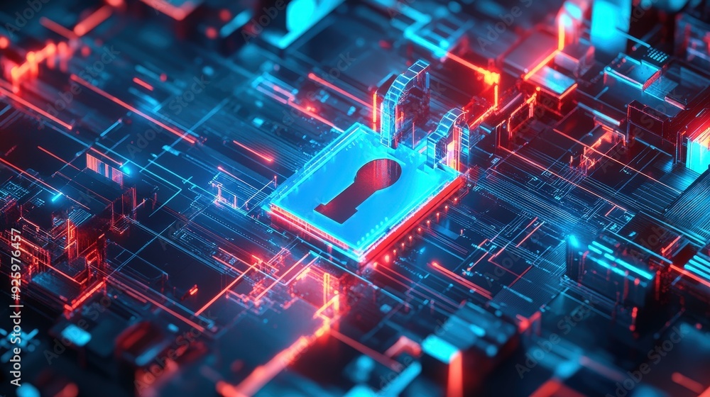 Digital Security Concept - Abstract Keyhole in a Technological Circuitry. Digital Security Concept - Abstract Keyhole in a Technological Circuitry.