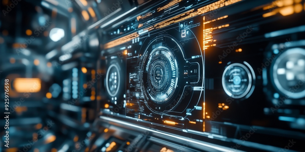 Detailed view of a new tech innovation with an intricate interface and modern functionality, emphasizing its role in shaping the future Detailed view of a new tech innovation with an intricate interface and modern functionality, emphasizing its role in shaping the future