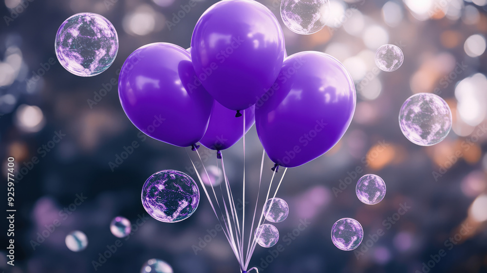 a bunch of purple balloons floating in the air with bubbles, detailed high resolution image a bunch of purple balloons floating in the air with bubbles, detailed high resolution image