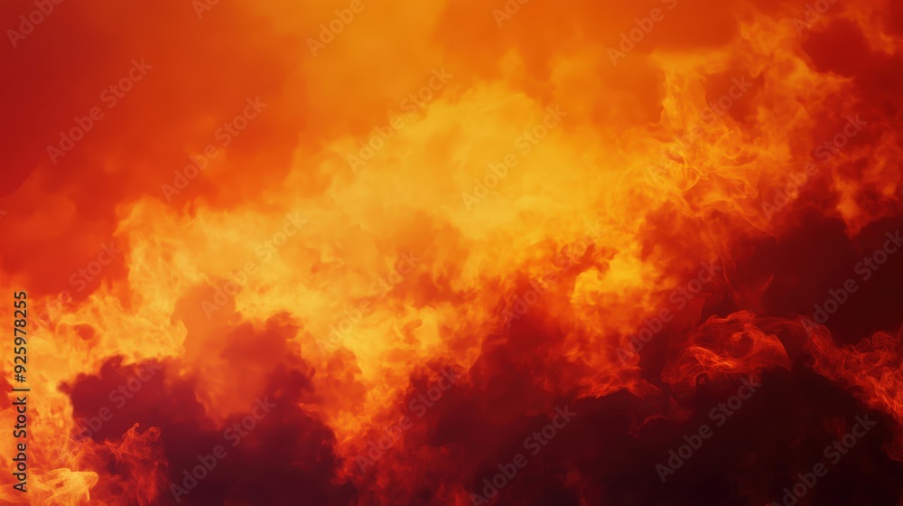 Obraz premium Orange and Red Fire Smoke Background.