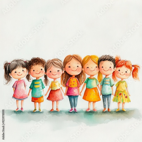 Joyful Gathering of Diverse Children in Spring
