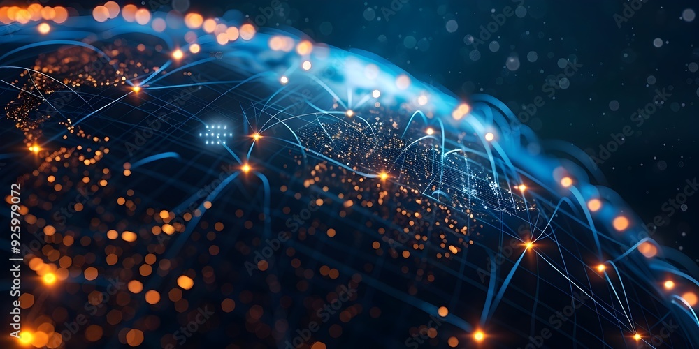 Obraz premium Glowing Digital Globe Representing Major Technological Hubs and Global Connectivity Around the World