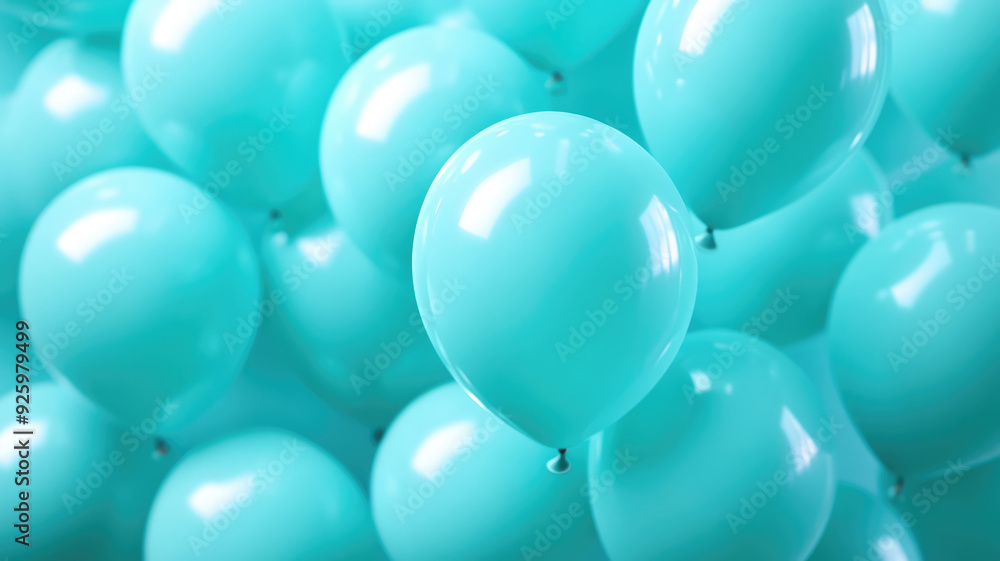 turquoise balloons background -, ki, detailed and realistic image turquoise balloons background -, ki, detailed and realistic image