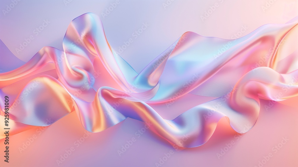 A single translucent silk ribbon floating on a gradient of soft pastels. A single translucent silk ribbon floating on a gradient of soft pastels.