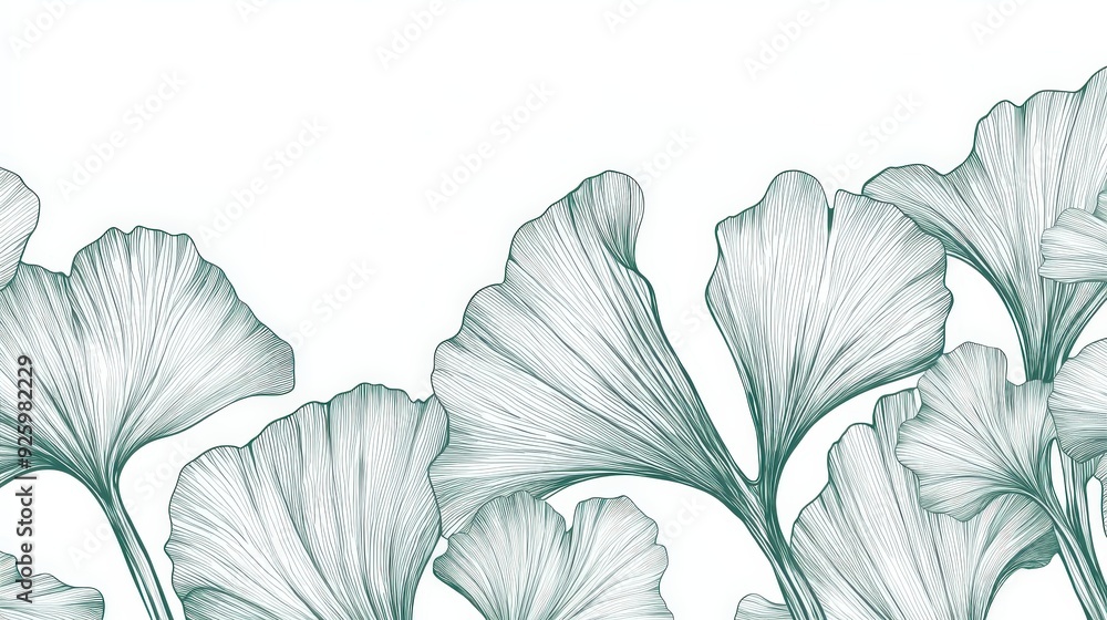 custom made wallpaper toronto digitalGinkgo Biloba Leaves Illustration.