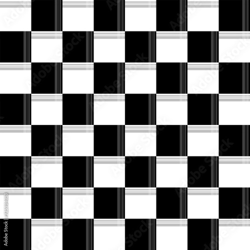 Intricate Black and White Geometric Pattern with Optical Illusion