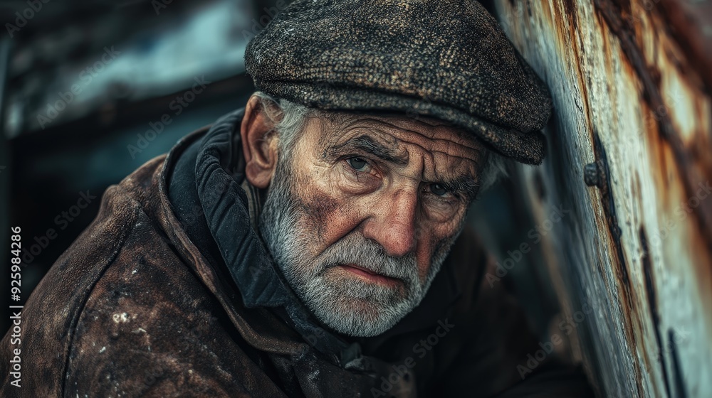Old Man with Worried Expression. Old Man with Worried Expression.