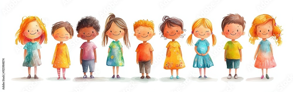 Joyful Gathering of Diverse Children in Spring Joyful Gathering of Diverse Children in Spring