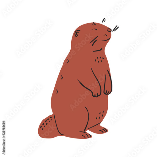 standing cute gopher drawing vector illustration isolated	