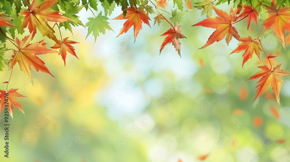 Autumn background with falling leaves blowing in the wind against a blurry background Autumn background with falling leaves blowing in the wind against a blurry background