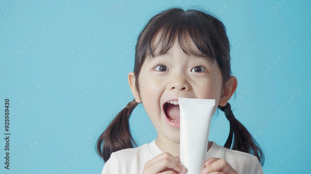 Cheerful little child holding a product. On an isolated background. Cheerful little child holding a product. On an isolated background.