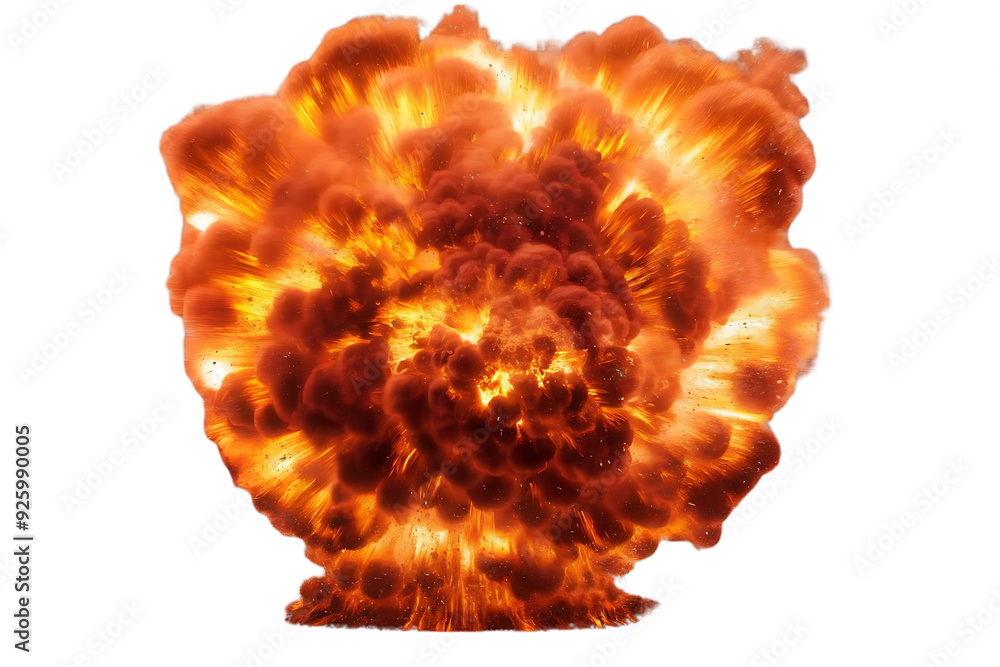 Obraz premium Explosive Blast with Intense Flames and Smoke Isolated on Transparent Background