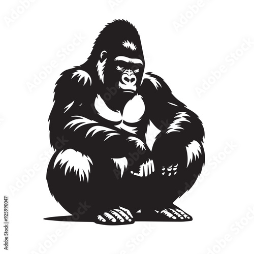 Gorilla sitting pose  - gorilla sitting funny - gorilla sitting vector 