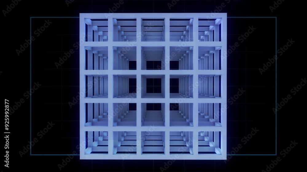 A spinning 3D geometric shape over a grid style background. A spinning 3D geometric shape over a grid style background.