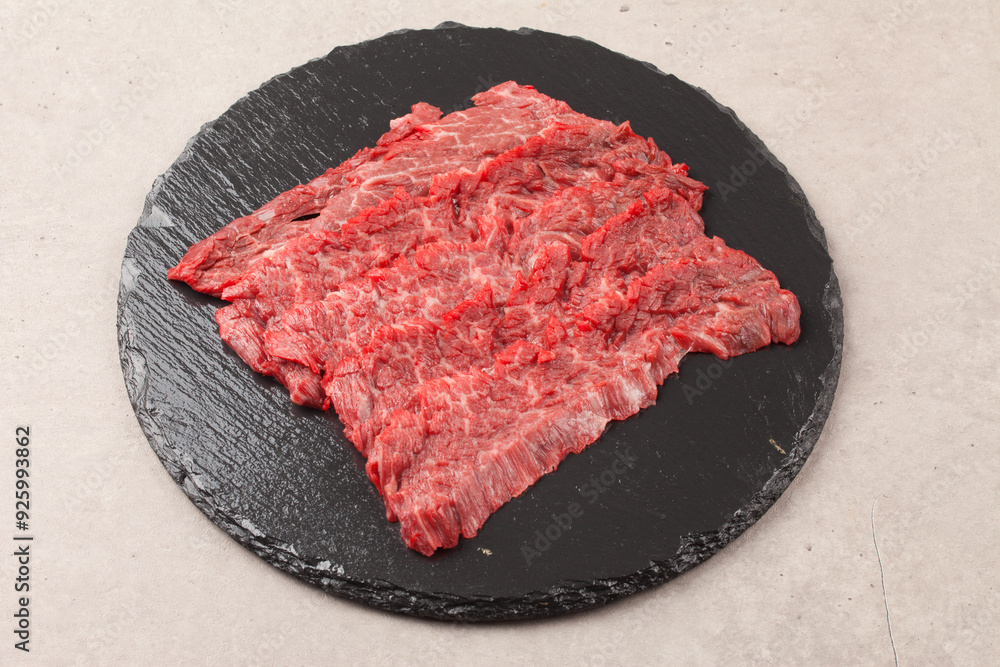 Beef is beef from cows, meat with a soft texture and marbling. Beef is beef from cows, meat with a soft texture and marbling.