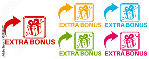 set extra bonus sign icon. prize labels sticker sale promotion symbol design vector illustration