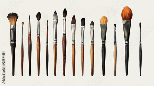 Collection of Diverse Paintbrushes