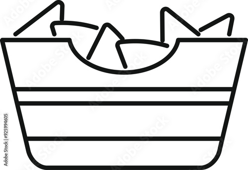 Basket full of nacho chips for dipping on white background