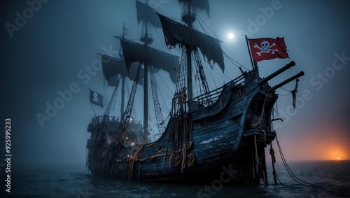 Ancient pirate ship photo