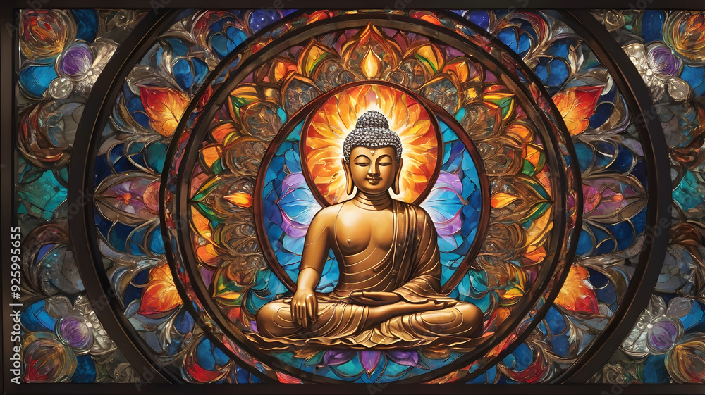 Obraz premium stained glass window in church, ai generated