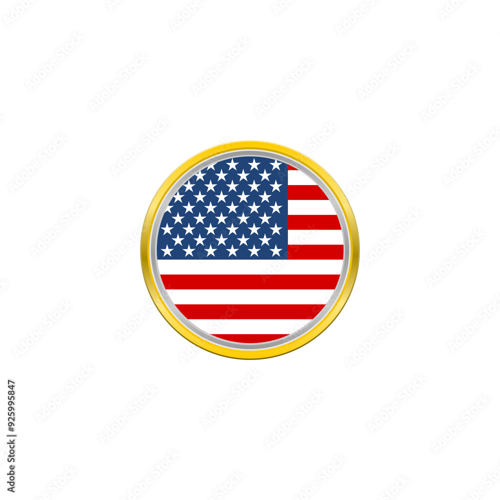 Button with USA FLAG icon isolated on transparent background Button with USA FLAG icon isolated on transparent background