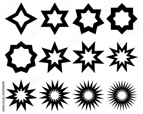 Stars set of black icons. Rating Star icon. Star vector collection. Modern simple stars. Vector illustration.