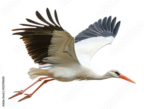 Stork Flying Isolated on Transparent Background PNG
 photo