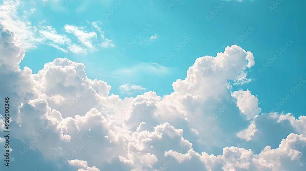 Sun-kissed Clouds: A canvas of fluffy, white clouds painted against a vibrant blue sky. The sun peeks through, casting a warm glow on the scene. This image evokes a sense of serenity. Sun-kissed Clouds: A canvas of fluffy, white clouds painted against a vibrant blue sky. The sun peeks through, casting a warm glow on the scene. This image evokes a sense of serenity.