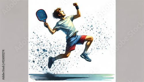 the watercolor illustration capturing the moment of celebrating a score in pickleball
