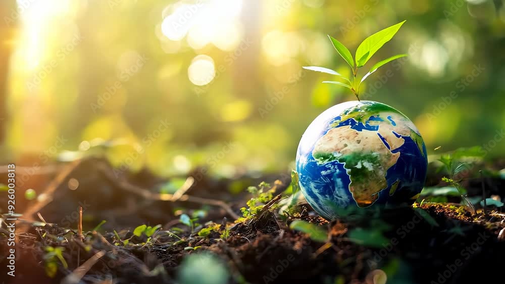 Earth Day Environment, global is green and has a blue and white design. The scene is peaceful and serene, with the globe representing the Earth Earth Day Environment, global is green and has a blue and white design. The scene is peaceful and serene, with the globe representing the Earth