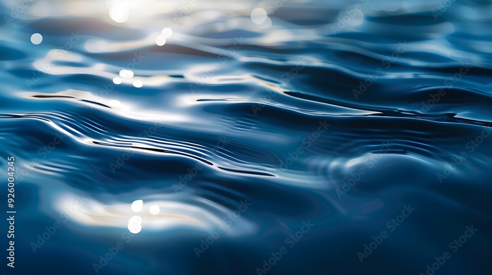 Blue surface with textured ripples and transparent water shadows creating an abstract effect Blue surface with textured ripples and transparent water shadows creating an abstract effect