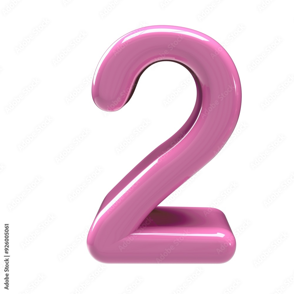 Naklejka premium 3d 2 number pink alpha design - 1