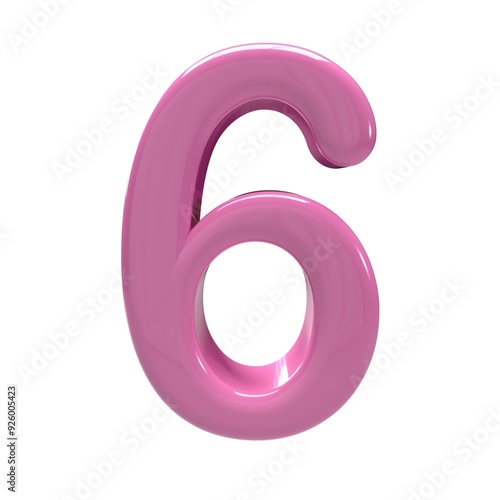 3d 6 number pink alpha design - 1