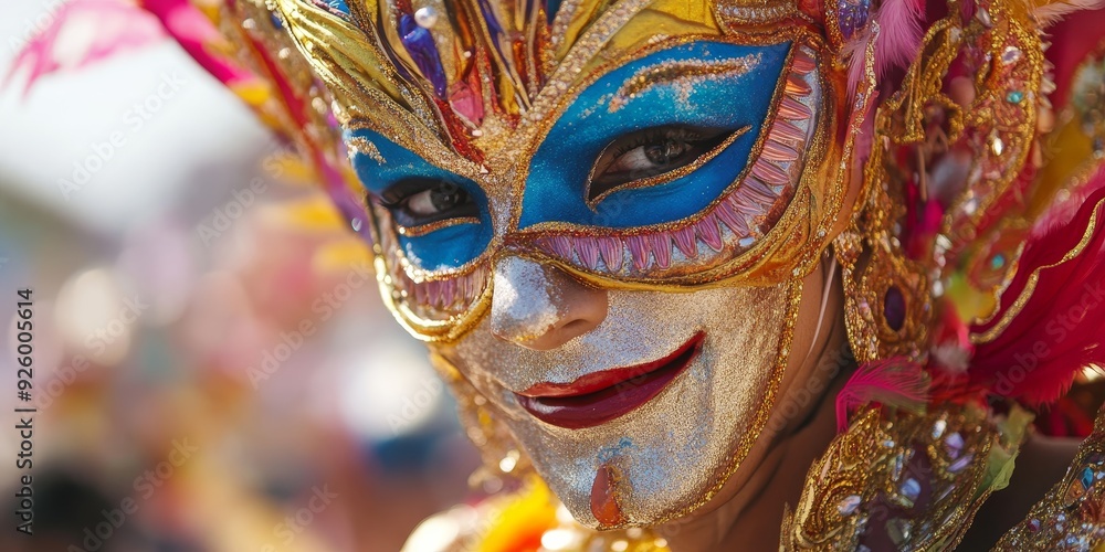 Macro shot of a festival parade with elaborate costumes and floats, showcasing the creativity and energy of festive processions Macro shot of a festival parade with elaborate costumes and floats, showcasing the creativity and energy of festive processions