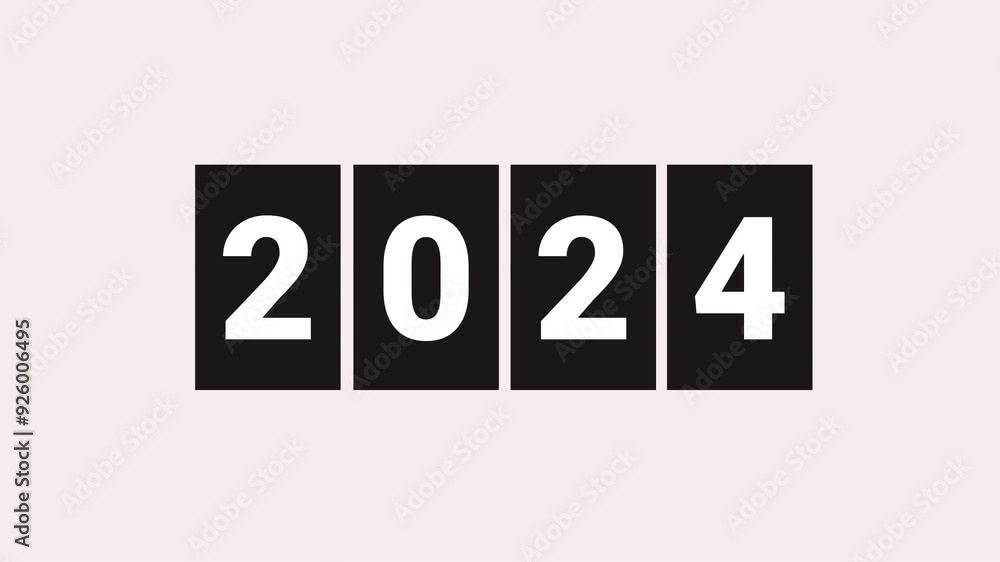 Happy New Year 2024 Countdown Animation on Black Background Happy New Year 2024 Countdown Animation on Black Background