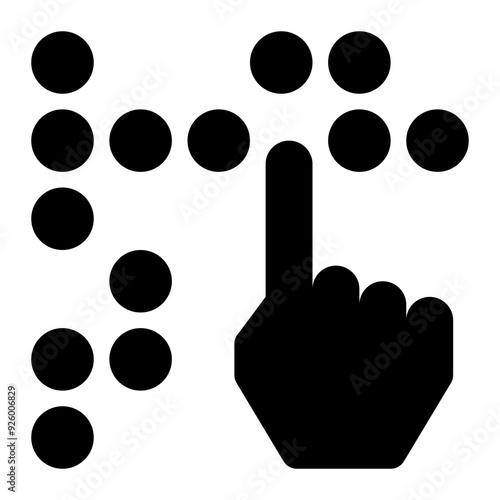 braille, blind, touch, push, press, reading solid or glyph icon
